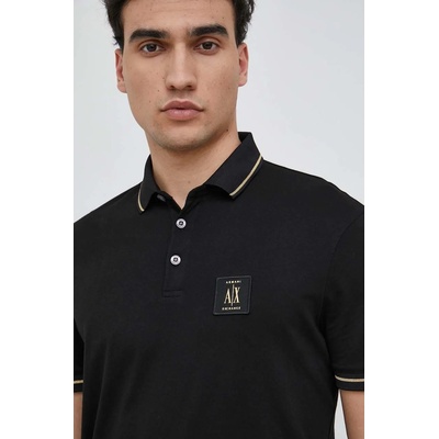 Giorgio Armani Памучна тениска с яка Armani Exchange в черно с апликация 8NZFPQ ZJH4Z NOS (8NZFPQ.ZJH4Z.NOS)