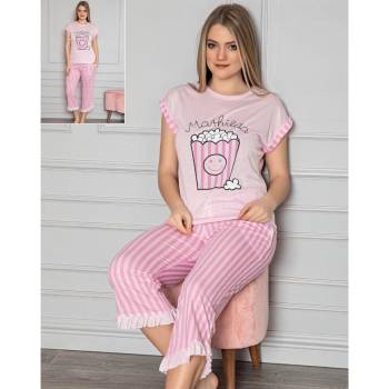 Дамска лятна пижама в розов цвят
