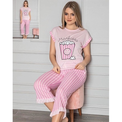 Дамска лятна пижама в розов цвят