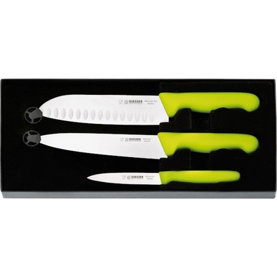 Giesser Set nožů zelený Santoku kuchařský 3 ks