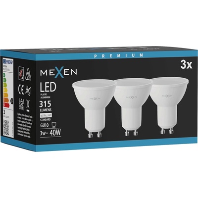 Mexen Nova 3x LED крушка GU10, 3W, Неутрална - 4000K, 315 lm - L107-GU10-0340-01x03 (L107-GU10-0340-01x03)