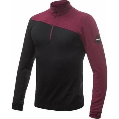 Sensor Merino Extreme krátký zip černá/port red – Zboží Mobilmania