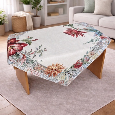 Evenit Gobelínový obrus 046C s exotickými kvetmi viacfarebná Bavlna/polyester 100x100 cm