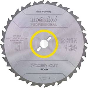Metabo - Пилен диск за дърво 315x30 мм, 20 зъба 628015000 (628015000)
