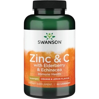 Swanson Zinc & C with Elderberry & Echinacea [60 Подезични таблетки ] портокал-лимон