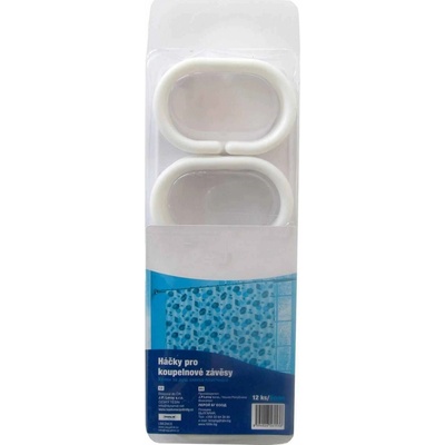 Aqualine Kroužky na sprchový závěs 12 ks, plast, bílá, 23036