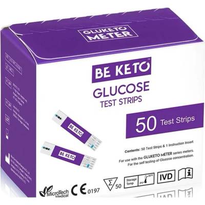 BeKeto GluKeto Testovacie prúžky na glukomer glukóza 50 ks