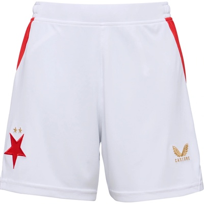 Dětské fotbalové šortky CASTORE SK SLAVIA PRAGUE HOME SHORT JR Bílá,Červená,Zlatá