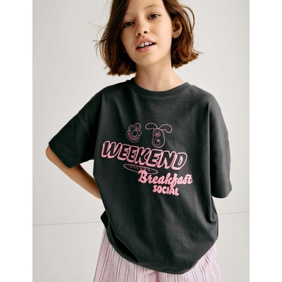 Marks & Spencer Пижама от чист памук с мотив Wallace & Gromit (6-16 години) Marks & Spencer сива Marks & Spencer | Siv | Момичешки | 8-9 години