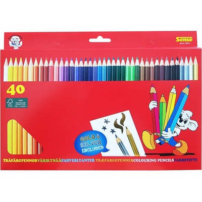 Sense Цветни моливи, 40 бр. вкл. златен и сребърен (10341)