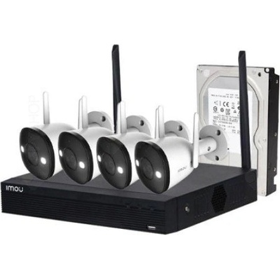 IMOU Wireless CCTV Kit-Lite, 4x IPC-F22P, Bullet 2C + NVR1104HS-W-S2 built-in 1TB HDD, 2 x Port USB 2.0; 1 x SATA 2.0 (up to 8TB) input: 4CH 1080P@ H. 265/H. 264, video compression up to 25 fps frame rate, Automatic parring (KIT/NVR1104HS-W/4-F22P)
