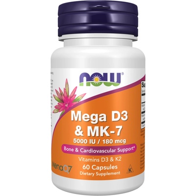 Now Foods NOW Mega D-3 & MK-7 5000 IU & 180 ug 60 kapsúl