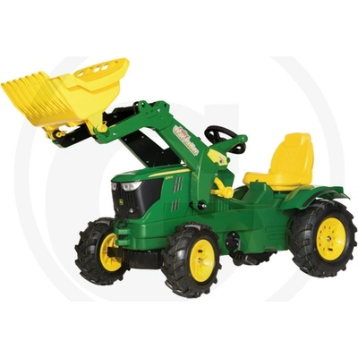 Rolly Toys Šľapací traktor John Deere 6210R+predný nakladač nafukovacie kolesá