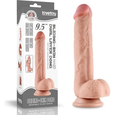 Пенис дилдо с тестиси, плъзнете кожата му, 24см. - Sliding Skin (LVTOY00292)