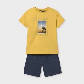 Mayoral Комплект трикотаж отоман с жълта тениска и сини панталони за момче Майорал