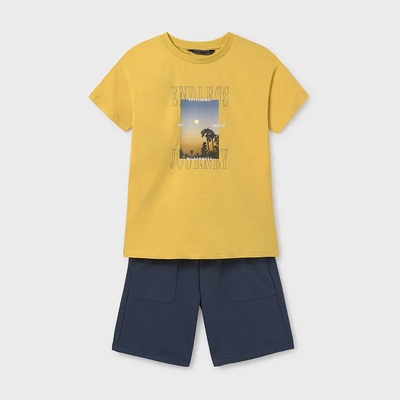 Mayoral Комплект трикотаж отоман с жълта тениска и сини панталони за момче Майорал