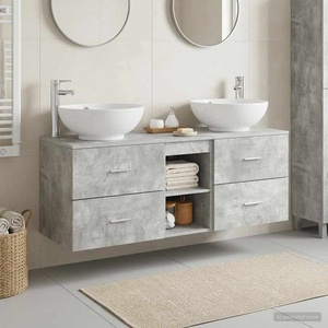 vidaXL Комплект мебели за баня 3 бр. Бетонно сиво 49, 5 x 44, 5 x 65 см (3405902)