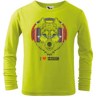 DOBRÝ TRIKO Dětské bavlněné triko I love music Limetková