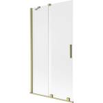 Mexen Velar двукрилен плъзгащ се параван за вана 100 x 150 cm, матов, златисто четкан - 896-100-000-31-55 (896-100-000-31-55)
