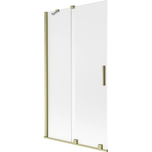 Mexen Velar двукрилен плъзгащ се параван за вана 100 x 150 cm, матов, златисто четкан - 896-100-000-31-55 (896-100-000-31-55)