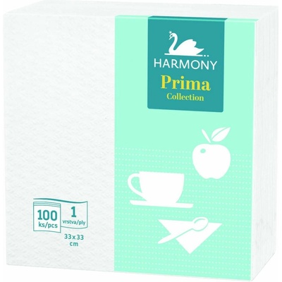 Harmony Papírové ubrousky 1-vrstvé PRIMA 33x33cm 100ks 1498