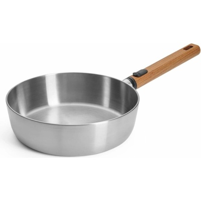 Woll Nerezová soté pánev Logic Steel s dřevěnou odnímatelnou rukojetí, Ø 24 cm 1724WLCS