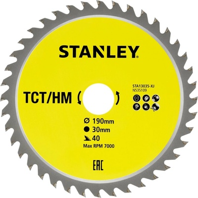 Stanley 13035 Pilový kotouč TCT/HM pro příčné řezy 190 x 30 mm, 40 zubů