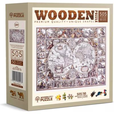 WOODEN CITY Dřevěné Mapa doby objevů 2v1 EKO 505 dílků