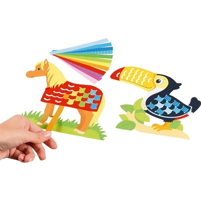 Стан с хартиени ленти Goki - Конче, риба, костенурка и тукан (58467)