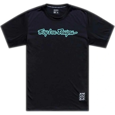 Troy Lee Designs SKYLINE RIDE TEE SIGNATURE BLACK REAL TEAL pánský