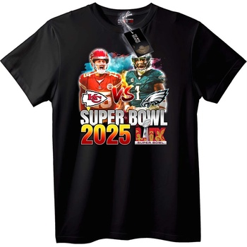 NOONEBRAND Тениска Super Bowl 2025 Chiefs срещу Eagles - L, Black