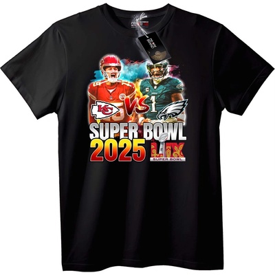 NOONEBRAND Тениска Super Bowl 2025 Chiefs срещу Eagles - L, Black