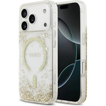 GUESS Калъф Guess Resin Bottom Glitter MagSafe за iPhone 17 Pro - златен (3666339524616)