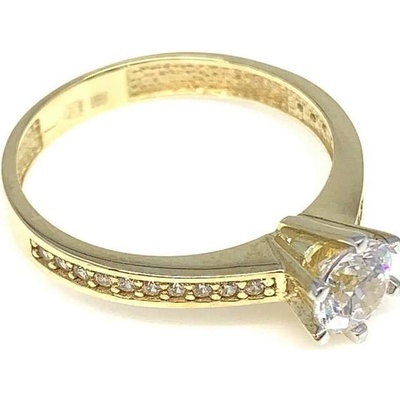 Diante Zlatý prsten s bílým kamenem 59631990