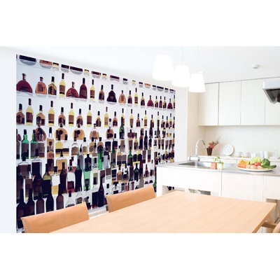 DIMEX ART Самозалепваща се флизелинова фототапета бутилки с алкохол 375 x 250 см