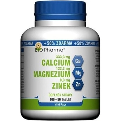 BIO Pharma Vápnik Horčík Zinok 100 + 50 tabliet