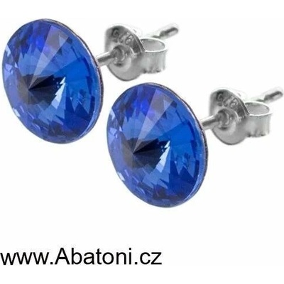 Swarovski Elements Rivoli vlepený krystal Ocelové náušnice pecky puzety modré kulaté 51037.3 Sapphire modrá královská