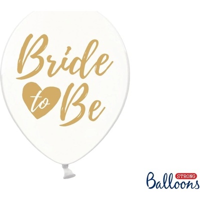 PartyDeco Balónik Priesvitný so zlatým nápisom Bride to Be