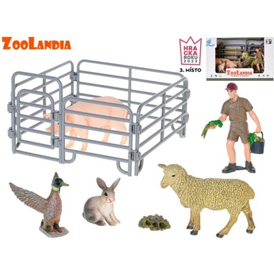 Mikro Зооландия овца със свиня и аксесоари