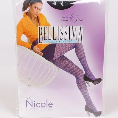 Ефектен черен чорапогащник с фигурален десен