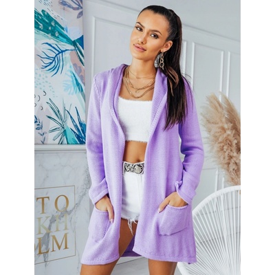 Fashionweek Pletený svetr cardigan s kapucí NEON SV044 3681 Lila