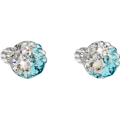 Pavona Stříbrné náušnice pecka s krystaly Swarovski modré kulaté 31336.3 light turquoise