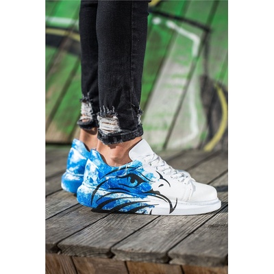 Chekich Унисекс обувки с връзки CH254 - Бели със Син #359800 (359800_Синьо)