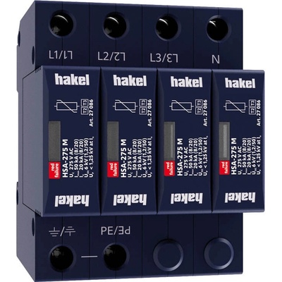 Svodič přepětí T2+T3 Hakel HSA-275/4+0 M