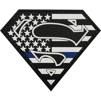WARAGOD 3D Nášivka Superman Blue line 9x7,5 cm