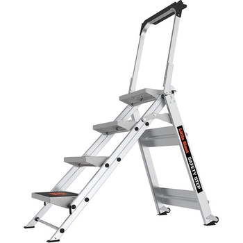 Little Giant Ladder Алуминиева степ стълба с широки гумирани 4 стъпала Safety Step (10410BAEN)