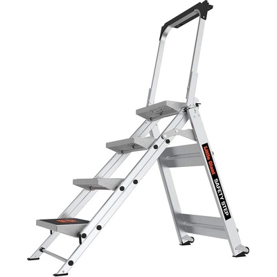 Little Giant Ladder Алуминиева степ стълба с широки гумирани 4 стъпала Safety Step (10410BAEN)