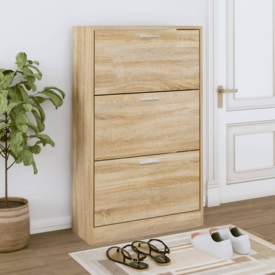 vidaXL Шкаф за обувки, дъб сонома, 63x24x103 см, инженерно дърво (342551)