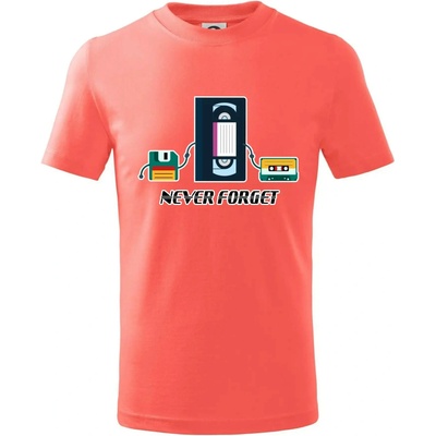 Never forget 90s tričko detské korálová