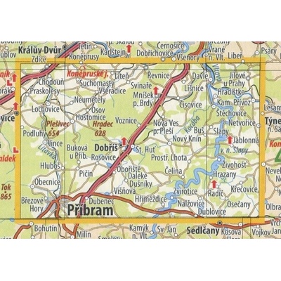 KČT 38 Hřebeny a Slapská přehrada - nástěnná turistická mapa 90 x 60 cm Varianta: mapa v dřevěném rámu, Provedení: Ticiago černý